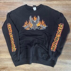 Vintage Harley Davidson Crewneck with Fire Sleeve Hit